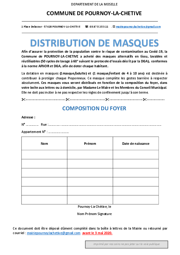 Coronavirus Aide Distribution De Masques